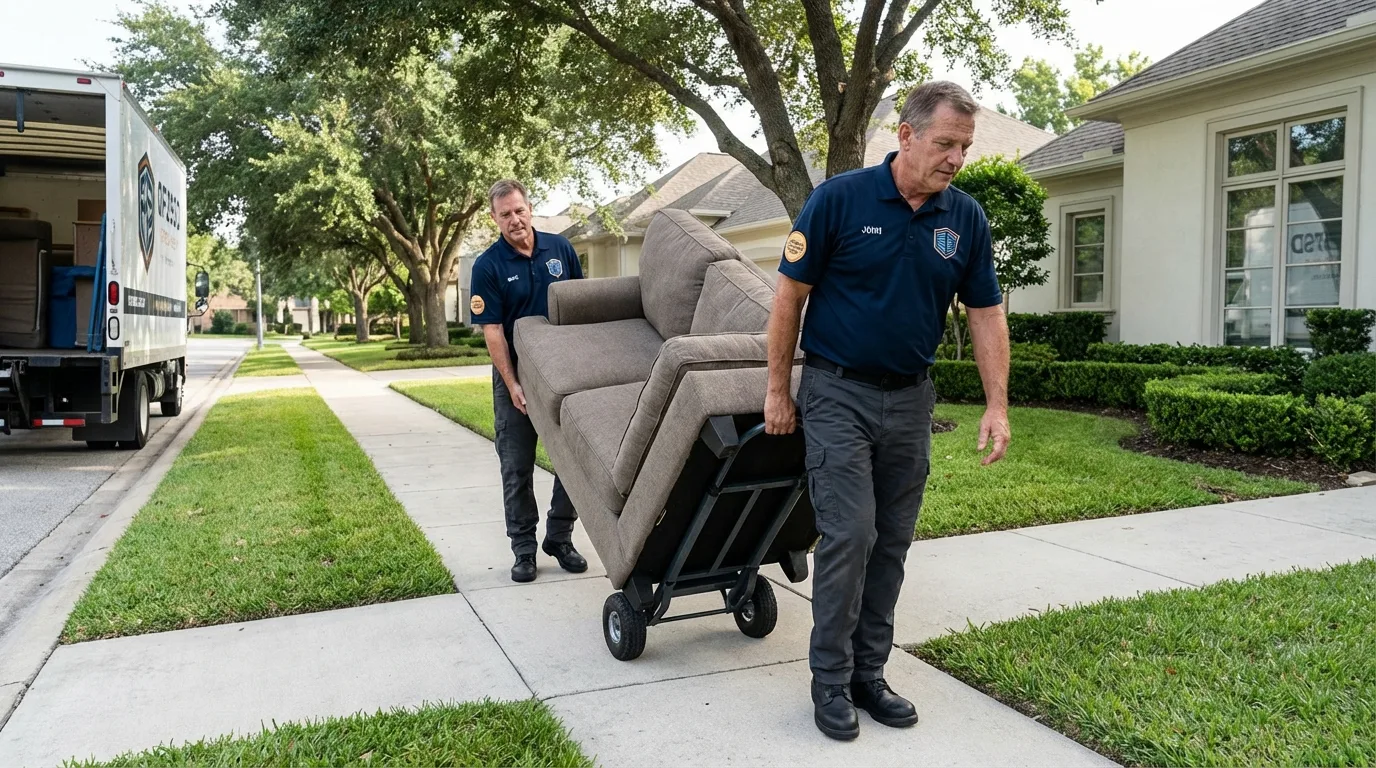 Local residential moving crew loading furniture in Linden, TN